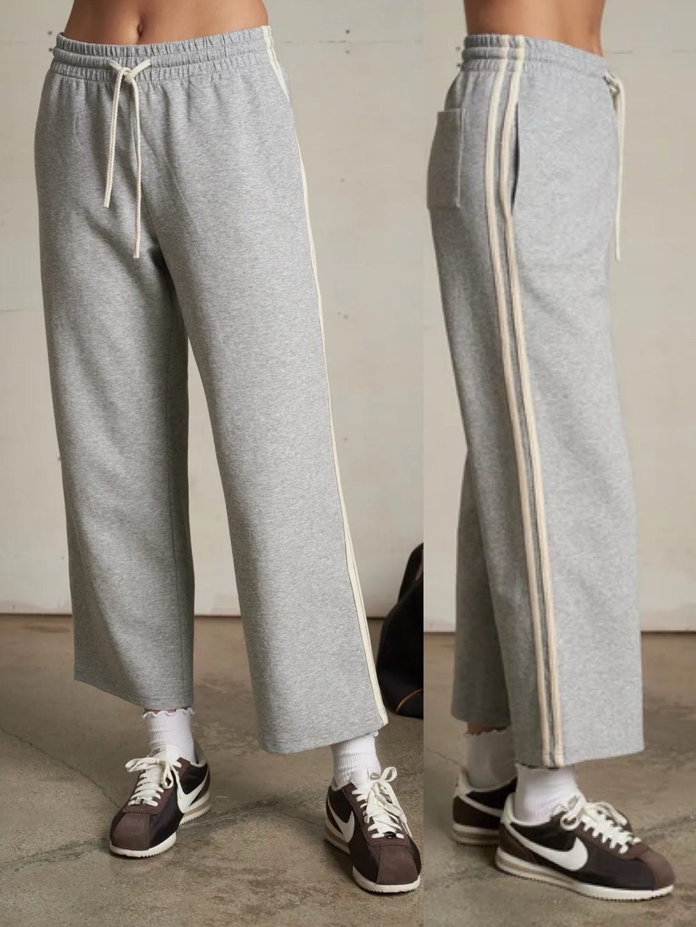 PerfectWhiteTee Claud Pureform Cropped Side Stripe Pants Heather Grey